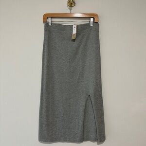NWT Banana Republic Grey Knit Midi Skirt with Slit - Small
